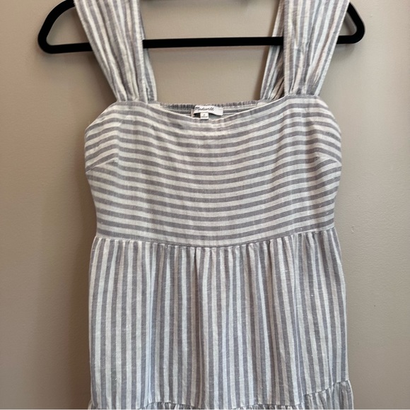 Madewell gray white linen blend tiered maxi dress SIZE S - Picture 6 of 10